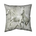 Begin Home Decor 26 x 26 in. Two White Horse Running-Double Sided Print Indoor Pillow 5541-2626-AN8